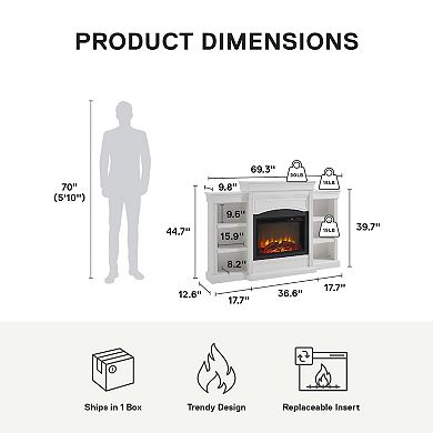 Ameriwood Home Lamont 6-Shelf Electric Fireplace