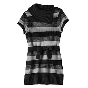 Girls 7-16 It's Our Time Splitneck Striped Sweater Tunic