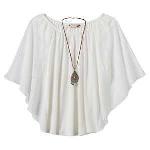 Girls Plus Size Speechless Flutter-Sleeve Top & Necklace Set