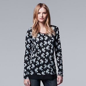 Petite Simply Vera Vera Wang Ikat Crinkle Top