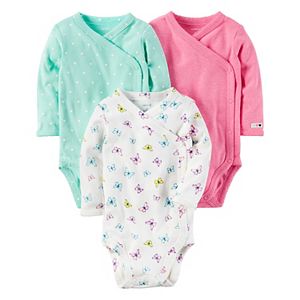 Baby Girl Carter's 3-pk. Solid & Print Kimono Tees