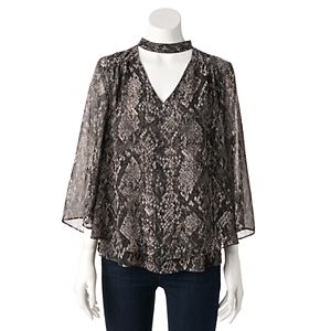 Women's Jennifer Lopez Choker Neck Chiffon Top