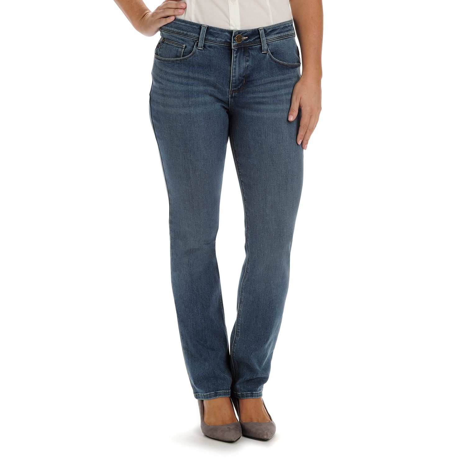 lee perfect fit jeans just below the waist