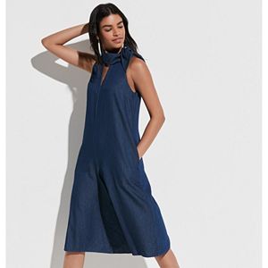 k/lab Cutout Wide Leg Chambray Jumpsuit