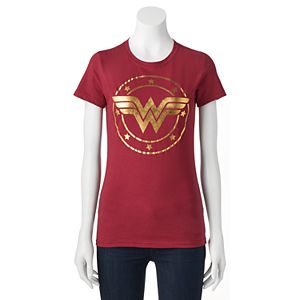 Juniors' DC Comics Wonder Woman Metallic Logo Graphic Tee!