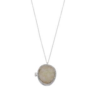 Round Simulated Drusy Locket Necklace