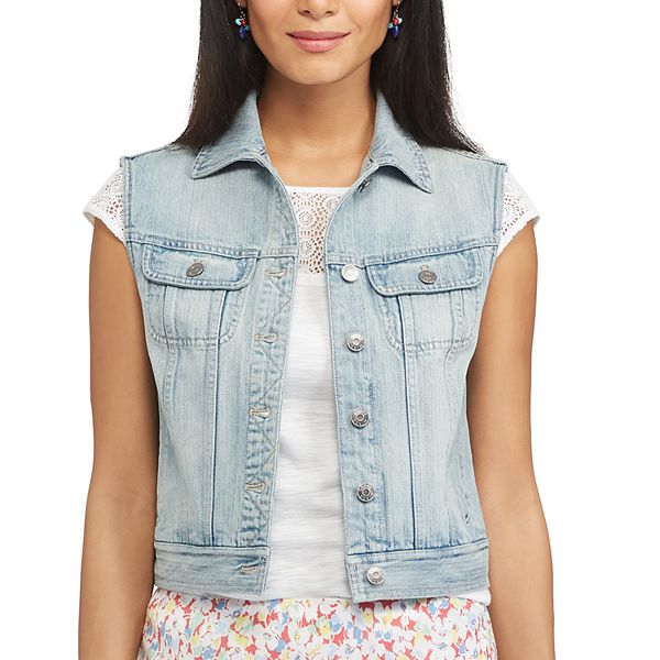 Denim jean shop vest womens