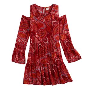 Girls 7-16 & Plus Size Mudd® Cold-Shoulder Bell Sleeve Patterned Dress