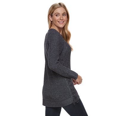 Petite Sonoma Goods For Life® Lace-Up Crewneck Sweater