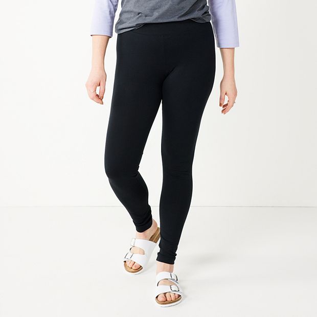 Women's Leather Accent Mid-Rise Leggings