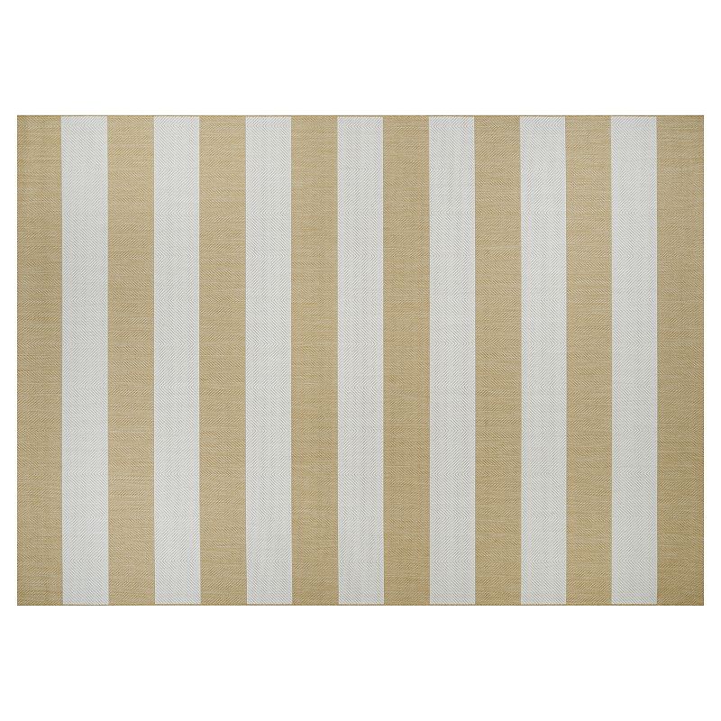 Couristan Afuera Yacht Club Striped Indoor Outdoor Rug, Yellow, 5X7.5 Ft