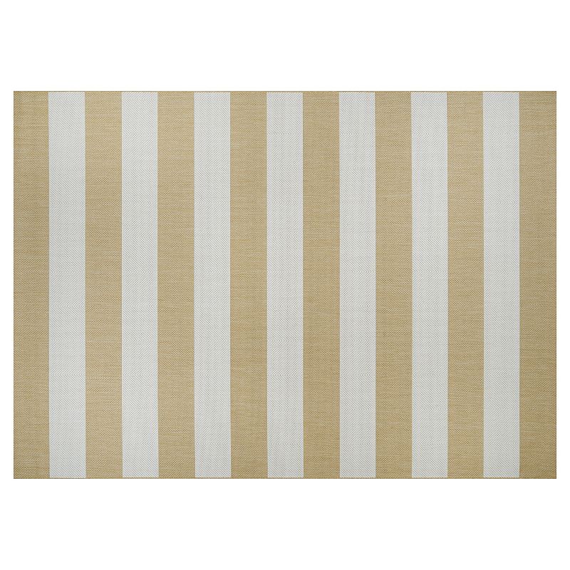 Couristan Afuera Yacht Club Striped Indoor Outdoor Rug, Yellow, 8X11 Ft