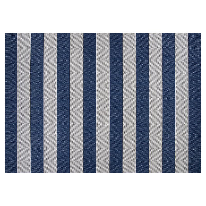 Couristan Afuera Yacht Club Striped Indoor Outdoor Rug, Blue, 5X7.5 Ft