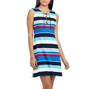 Women's Chaps Striped Lace-Up Dress