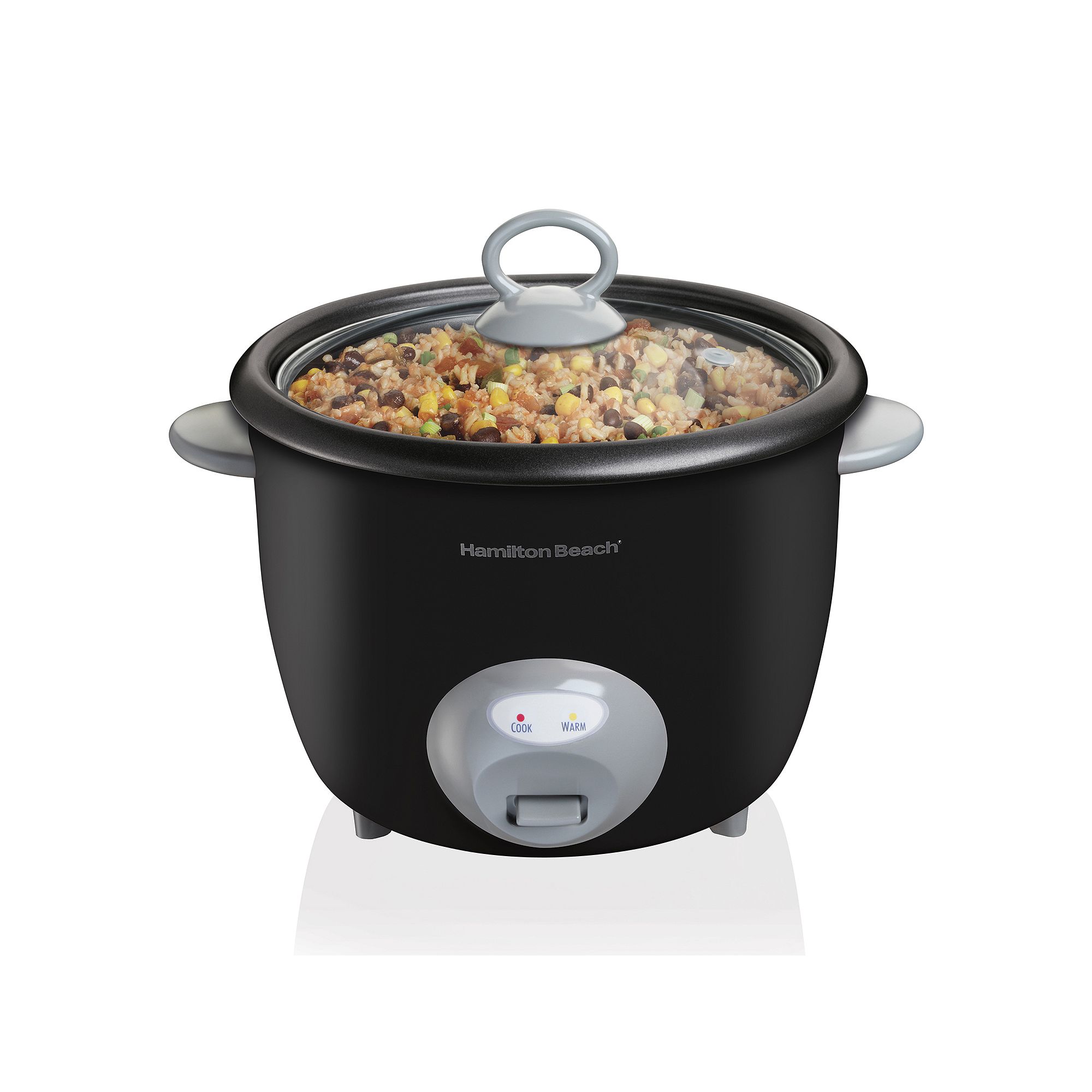 Hamilton Beach 20-Cup Glass Lid Rice Cooker, Black