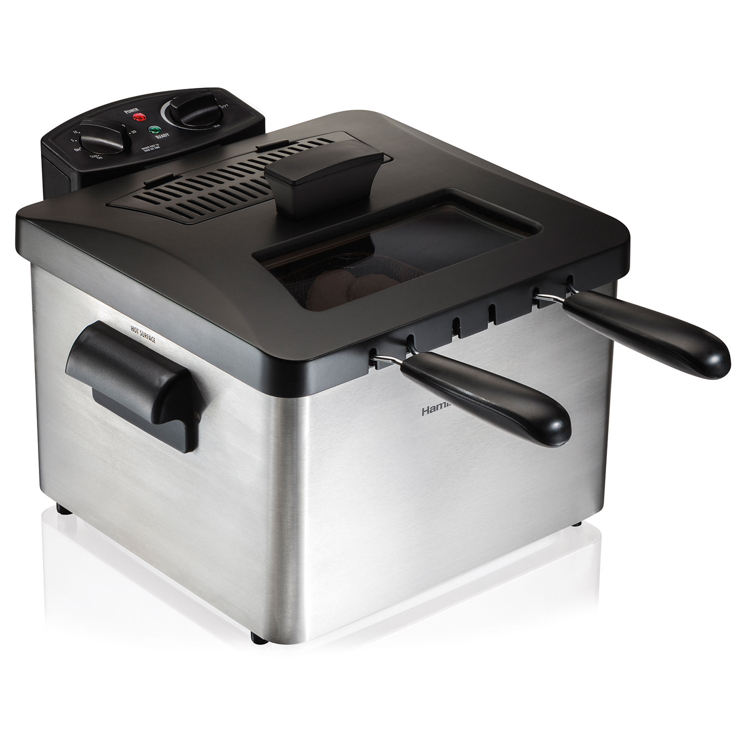 Lexi Home 11 in. Carbon Steel Deep Fryer with Tempered Glass Lid