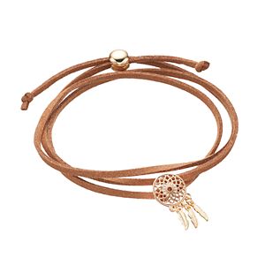 Brown Dream Catcher Faux Suede Wrap Bracelet