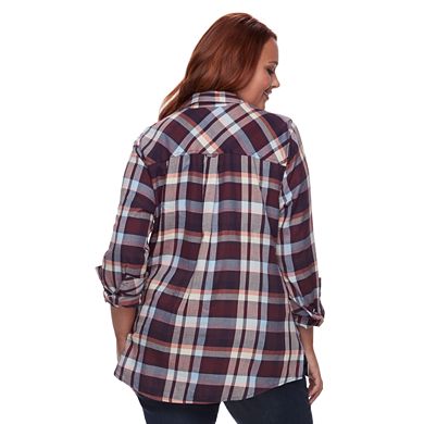 Plus Size Sonoma Goods For Life® Essential Plaid Flannel Shirt