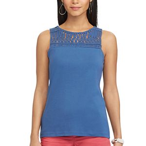 Women's Chaps Macrame Yoke Tank