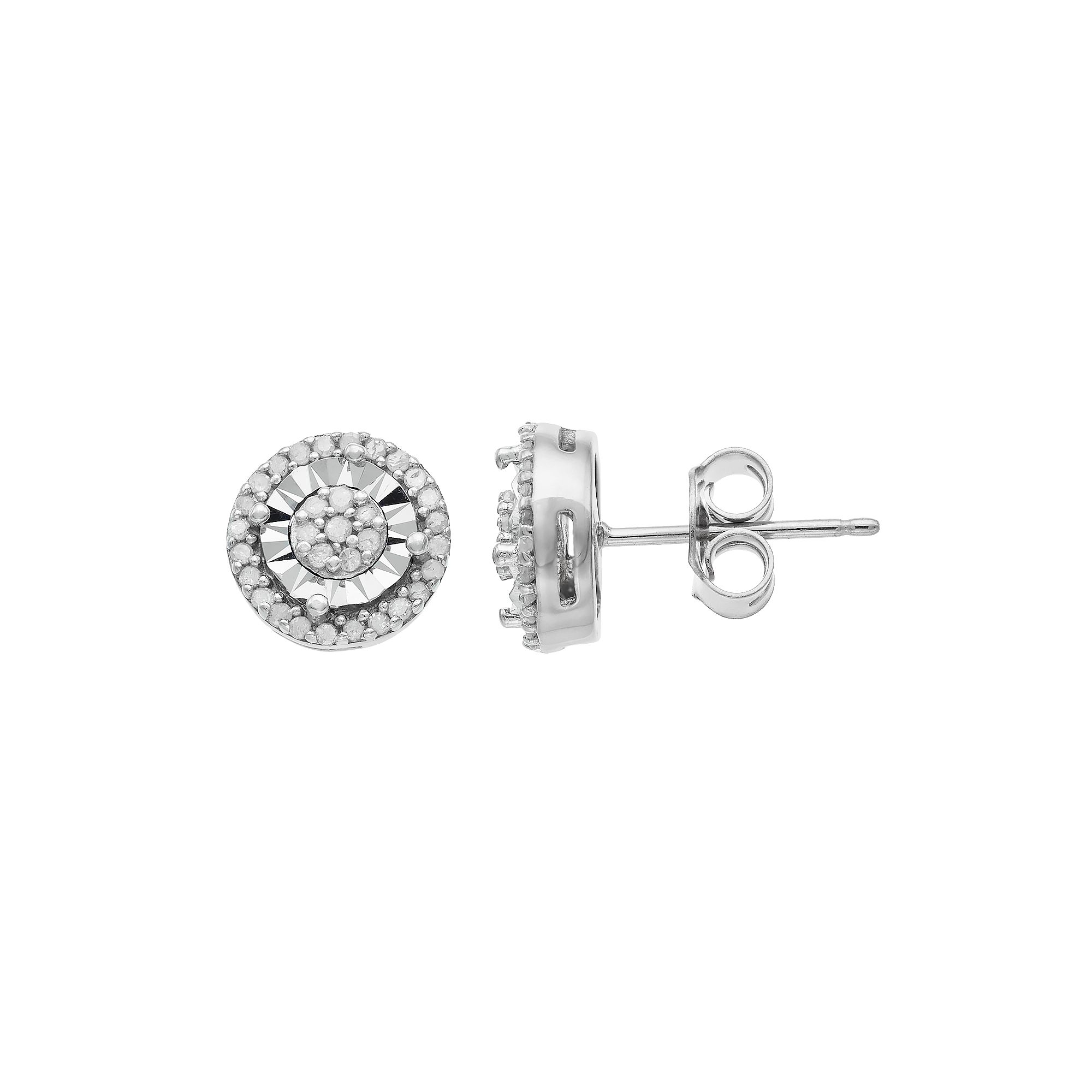 Diamond Brilliance Sterling Silver 1/4 Carat T.W. Diamond Cluster Stud Earr