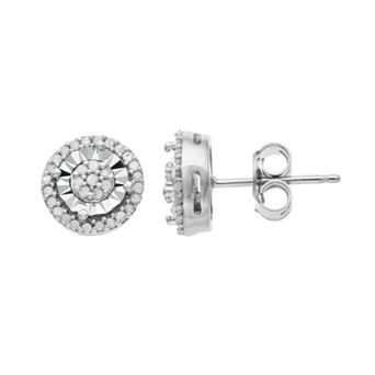 Diamond Brilliance Sterling Silver 1/4 Carat T.W. Diamond Cluster Stud Earrings
