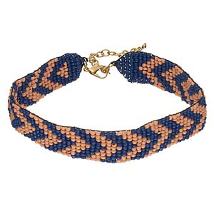 Chevron Seed Bead Choker Necklace