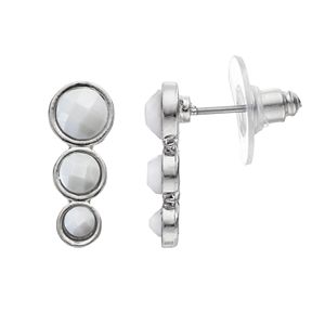 Graduated White Stone Nickel Free Linear Drop Earrings