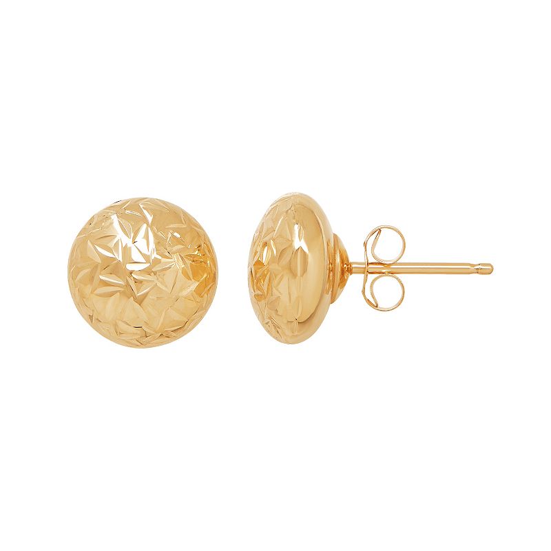 Everlasting Gold 14k Gold Textured Ball Stud Earrings, Womens