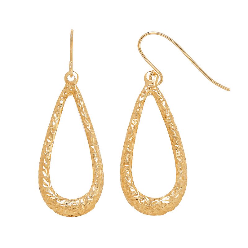Everlasting Gold 14k Gold Textured Teardrop Earrings, Womens