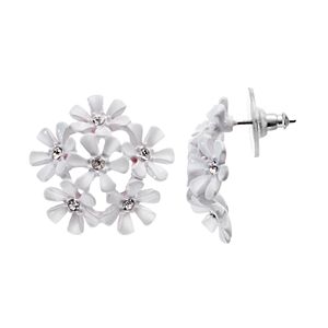 White Flower Cluster Nickel Free Earrings