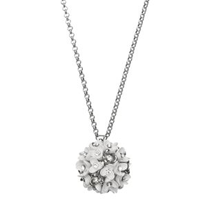 Long White Flower Cluster Pendant Necklace