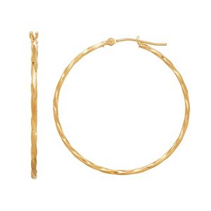 Everlasting Gold 14k Gold Twist Hoop Earrings