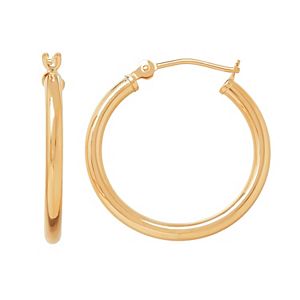 Everlasting Gold 14k Gold Tube Hoop Earrings