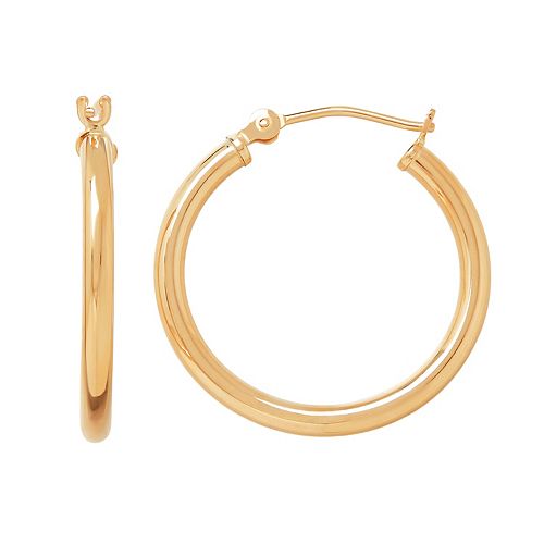 Everlasting Gold 14k Gold Tube Hoop Earrings
