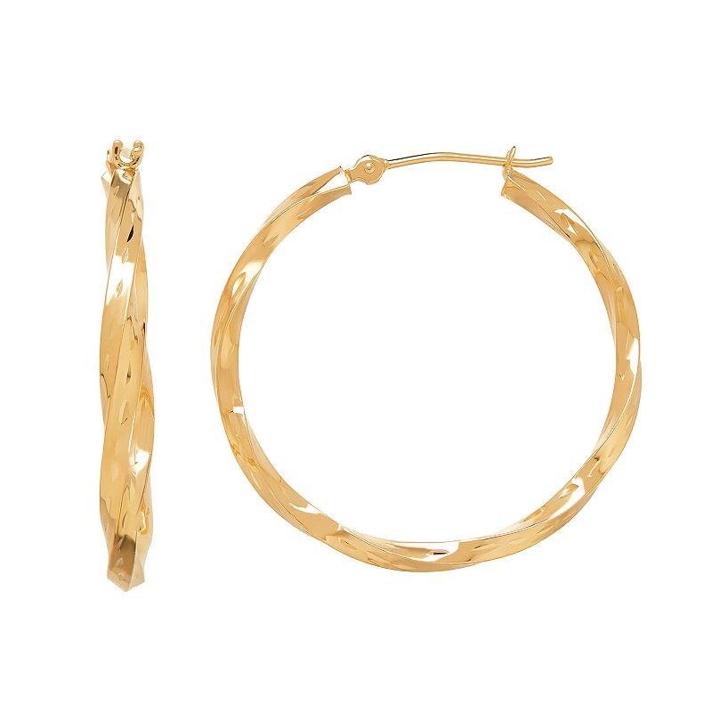 Everlasting Gold 14k Gold Twist Hoop Earrings, Womens, Yellow