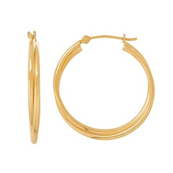 gold hoop everlasting 14k earrings tube double larger