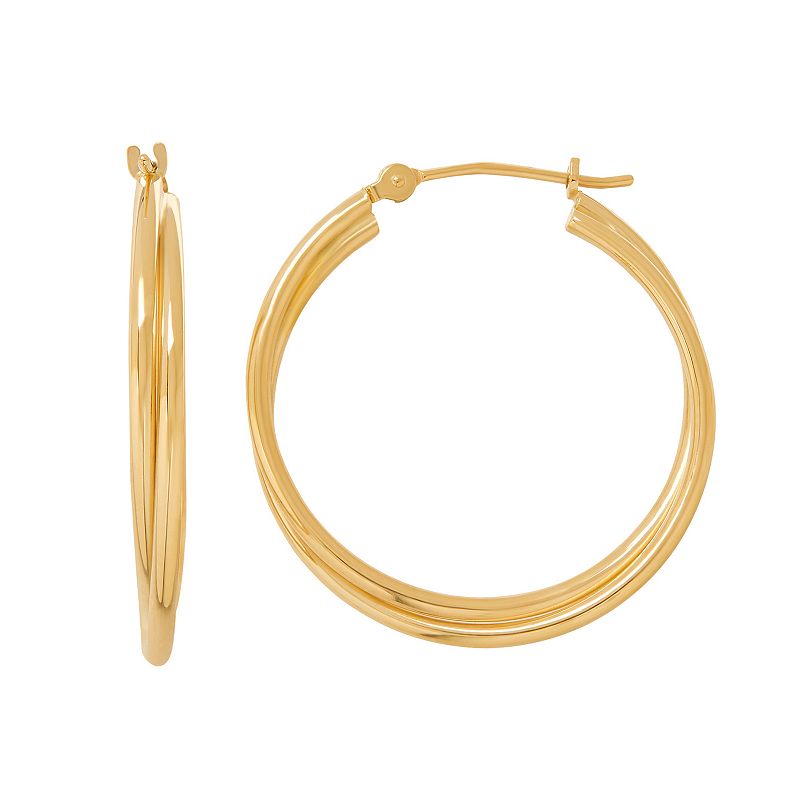 Everlasting Gold 14k Gold Tube Double Hoop Earrings, Womens