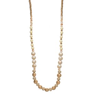 Long Simulated Pearl Beaded Necklace