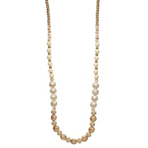 Long Simulated Pearl Beaded Necklace