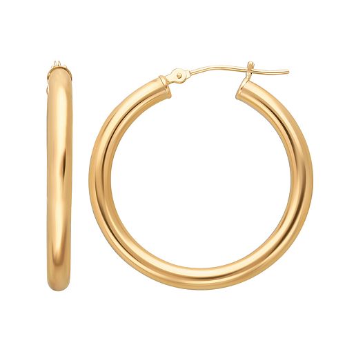 Everlasting Gold 14k Gold Tube Hoop Earrings