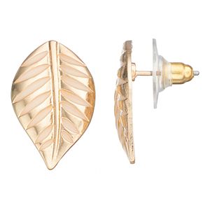 Textured Leaf Nickel Free Drop Earrings