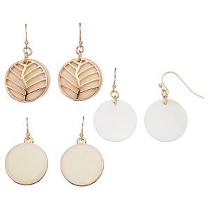 Leaf Disc Nickel Free Drop Earring Set
