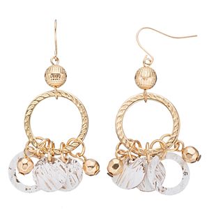 Disc Cluster Nickel Free Drop Hoop Earrings