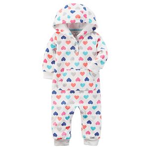 Baby Girl Carter's Heart Hooded Microfleece Coverall