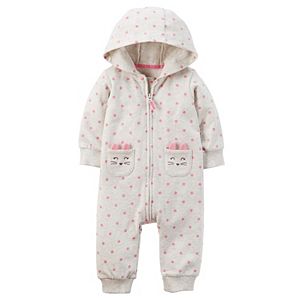 Baby Girl Carter's Hooded Polka-Dot French Terry Coverall