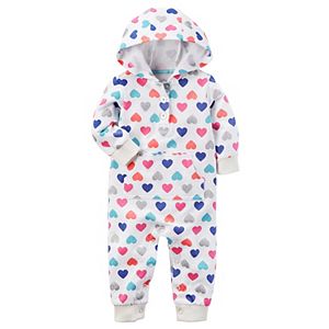 Baby Girl Carter's Glitter Heart Hooded Coverall