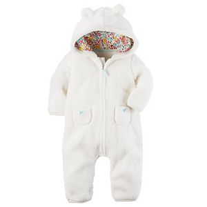 Baby Girl Carter's 3D Flower-Lined Hood Sherpa Coverall