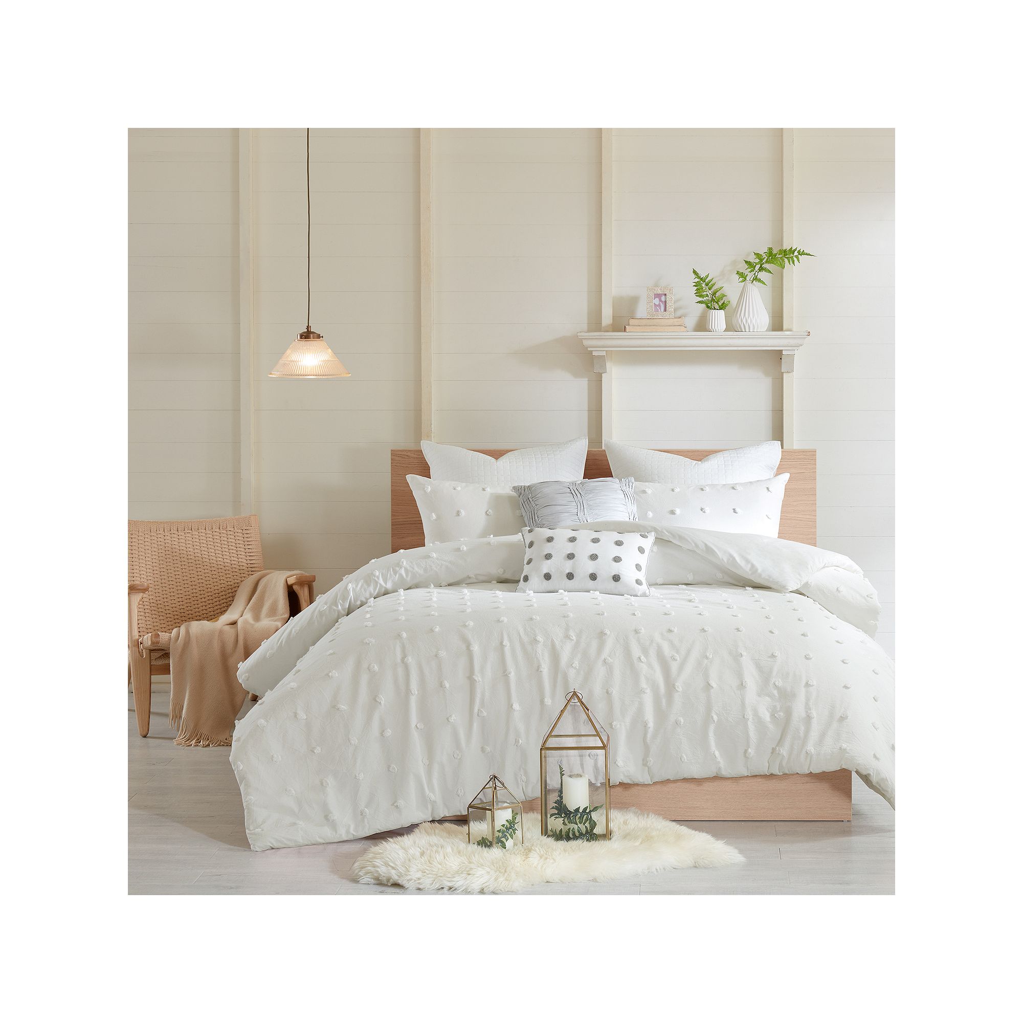 Madison Park Maize Cotton Jacquard Duvet Cover Set with Throw Pillows, Ivor