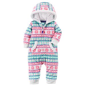Baby Girl Carter's Fairisle Fleece Hooded Jumpsuit