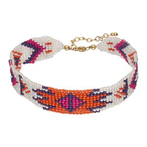 Orange Seed Bead Tribal Choker Necklace
